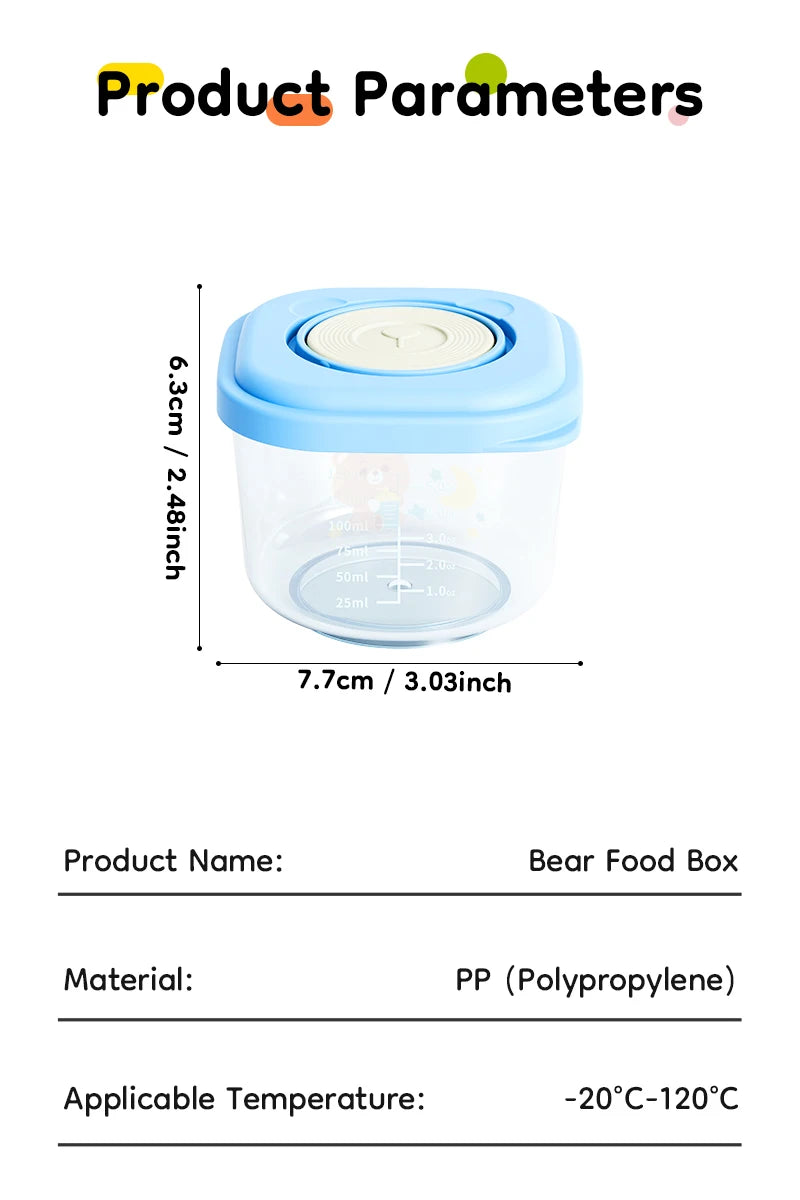 4pcs 150ml Cartoon Baby Food Containers Safe PP Material Heated And Refrigerated Feeding Boxes with Measurement Scale Lines