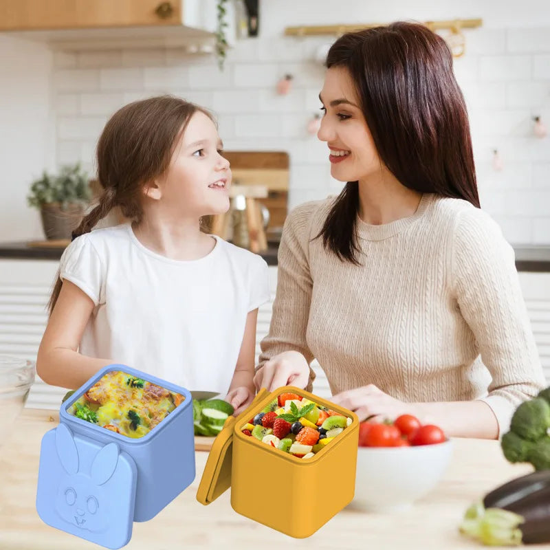Non-stick Silicone Lunch Box For Kids Sauce container With Lid Small Lunch Box Accessories Dip Container Food storage container