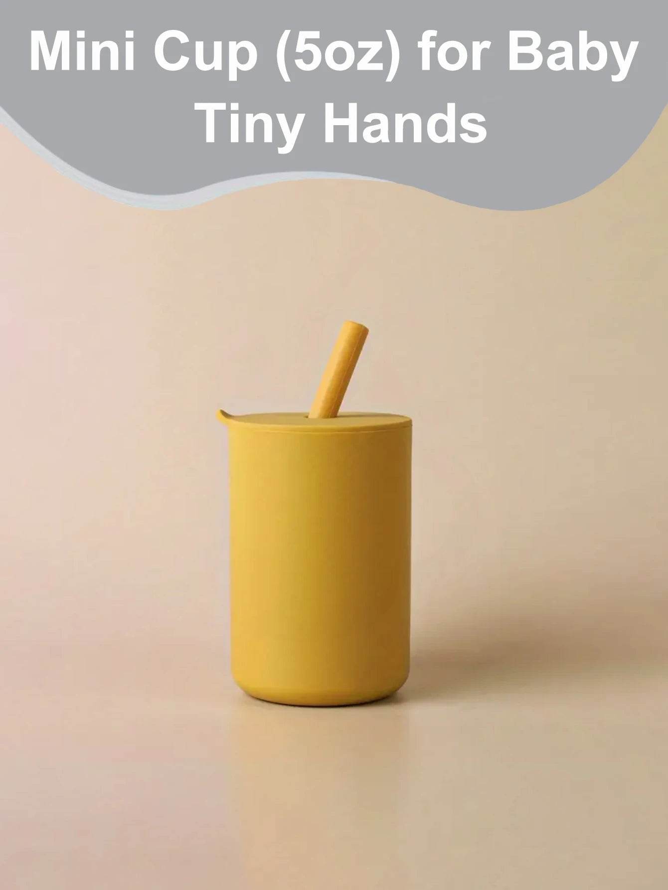 Mini Water Cup For Kids, Learning Drinking Portable Training Cup With Straw & Lid For Toddler Drinking Water, Silicone Baby Wate - AIAZ