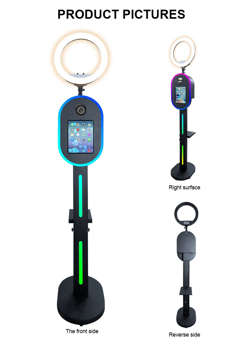 Hot Sale 10.2" 11" 12.9" iPad photo booth stand Selfie Photo Booth Shell for Ipad and DSLR with Ring Light for Birthday Party