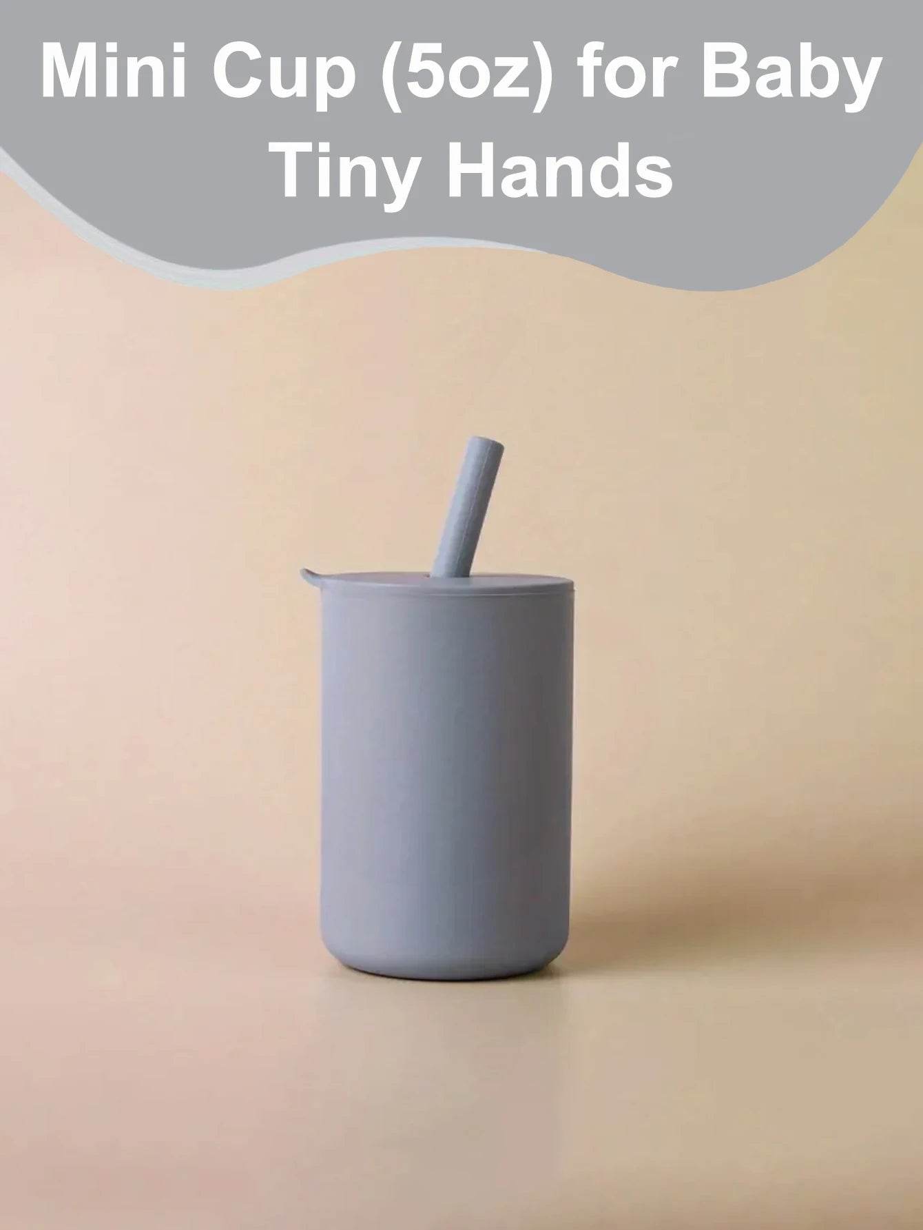 Mini Water Cup For Kids, Learning Drinking Portable Training Cup With Straw & Lid For Toddler Drinking Water, Silicone Baby Wate - AIAZ