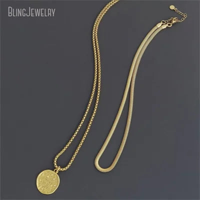 10pcs Waterproof Stainless Steel Box Chain Jewelry Lucky Six Pence U.K Elizabeth Coin Gold Color Women Medallion Necklace Tiki