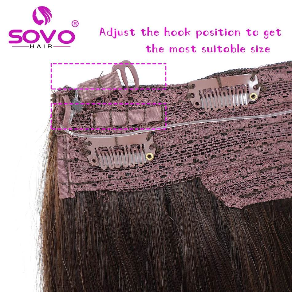 Halo Hair Extensions 100% Human Hair 14-28 Inch Hidden Wire Clip In Hair Ombre Brown Color Human Remy Fish Line Hair Extension - AIAZ