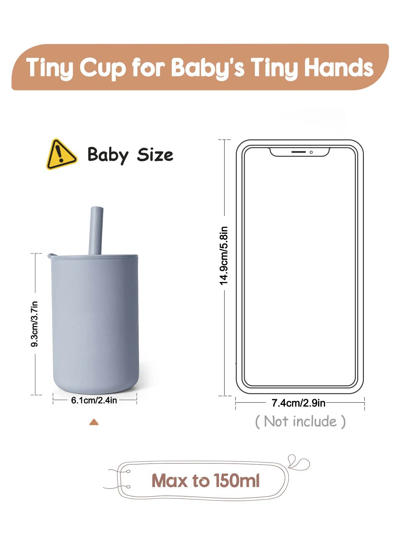 Mini Water Cup For Kids, Learning Drinking Portable Training Cup With Straw & Lid For Toddler Drinking Water, Silicone Baby Wate - AIAZ