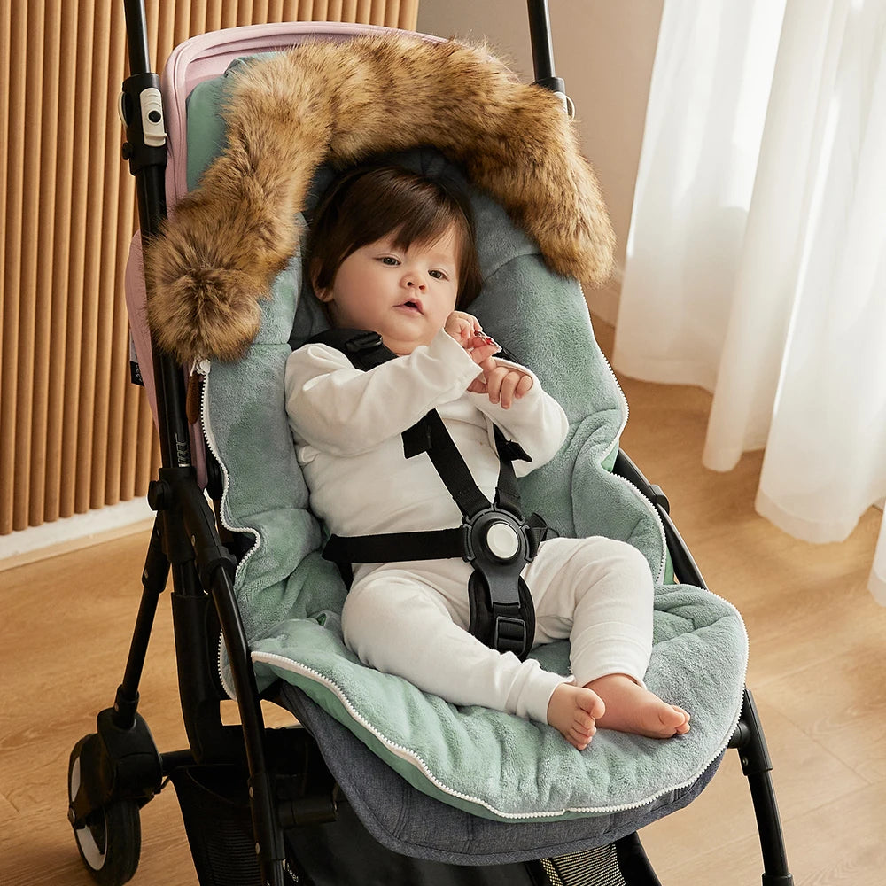 Stroller Footmuff Winter Baby Carriage Bag In Pram Removable Thicker Fur Collar Warm Flannel Newborn Cocoon Baby Envelope