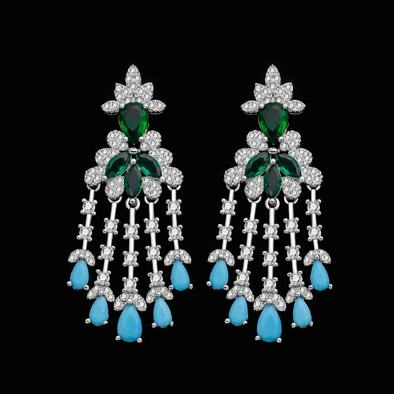 2025 New Exquisite Turquoise Dubai Jewelry Sets for Wedding Bridal Wedding Party 4 Pieces Set Accessories