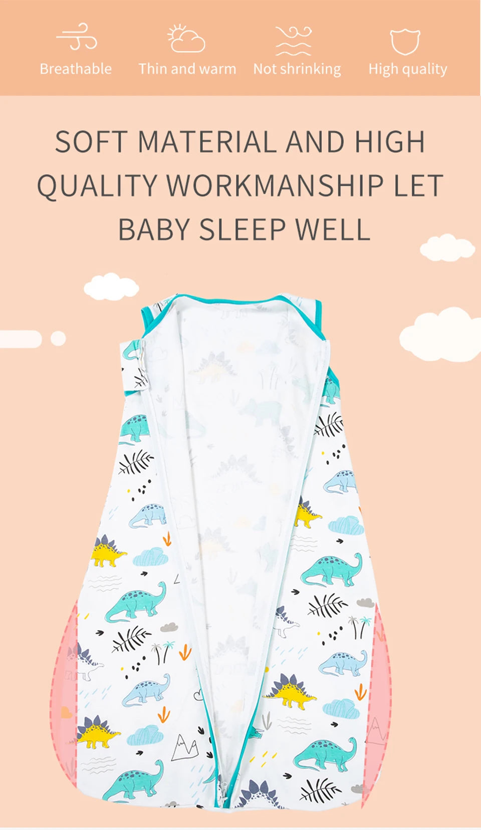 Baby Sleeping Bag For Newborn Baby Wearable Blanket 0.5 Tog Summer 100% Cotton Print Vest Sleep Sack Baby Boys Girls 0-3 Years