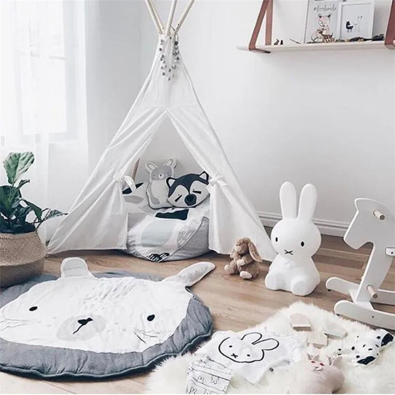 Cartoon Animals Baby Play Mats Pad Toddler Kids Crawling Blanket Round Carpet Rug Toys Mat For Children Room Decor Photo Props