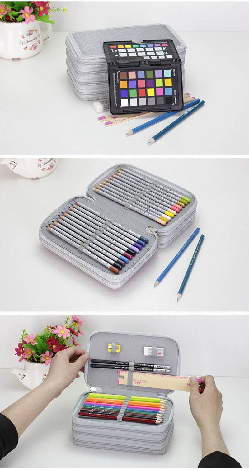 School Pencil Case Supplies Kit 36/48/72 Slot Stationery Pencilcase for Girls Compartment Pen Box Large Cartridge Bag Acsesories - AIAZ