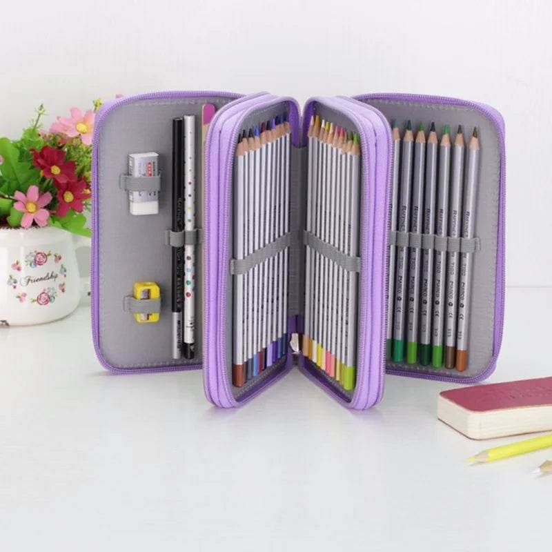 School Pencil Case Supplies Kit 36/48/72 Slot Stationery Pencilcase for Girls Compartment Pen Box Large Cartridge Bag Acsesories - AIAZ
