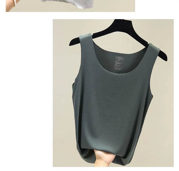 2021 Summer Women seamless Tank Tops O-Neck Casual Sleeveless Vest basic Tee Tops - AIAZ
