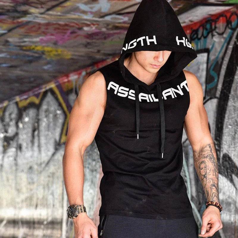 Men Tank Tops Gym Clothing Fitness Sleeveless hoodies Vests Cotton Singlets Men Joggers vest Bodybuilding casual Clothing - AIAZ