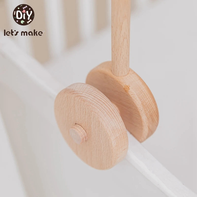 3pc/set Baby Wooden Bed Bell Bracket Mobile Hanging Rattles Toy Hanger Baby Crib Mobile Bed Bell Wood Toy Holder Arm Bracket