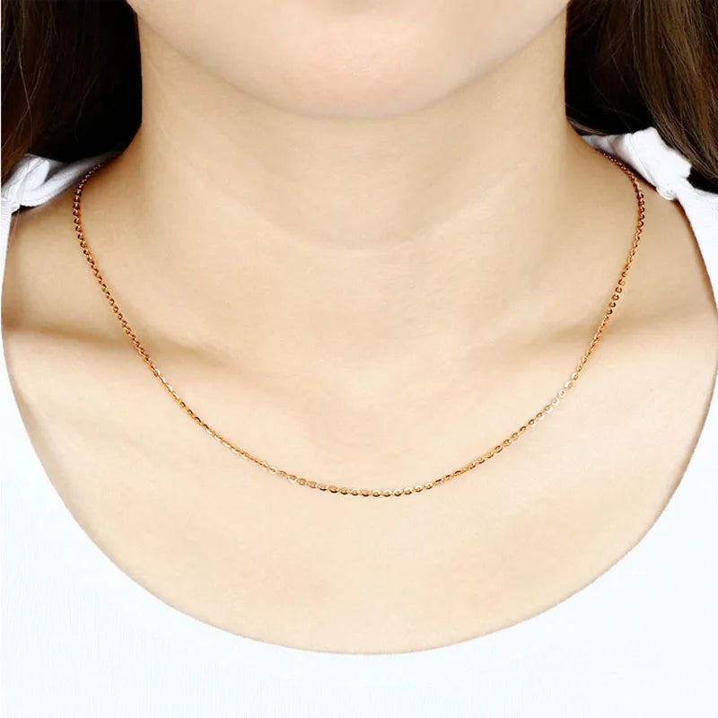 Sinya Hot Sale Promotion 18k Au750 Gold Necklace Clavicle Shine O Chain High Luster Good Quality for Women Ladies Girl DIY Use
