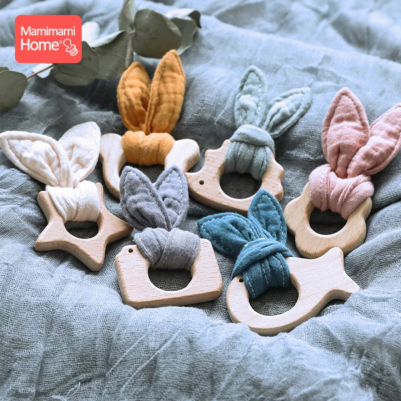 1 Set Baby Wooden Teether Crochet Beads Pacifier Chain Clip Wood Elephant Teething Bracelet Music Rattle Montessori Baby Product
