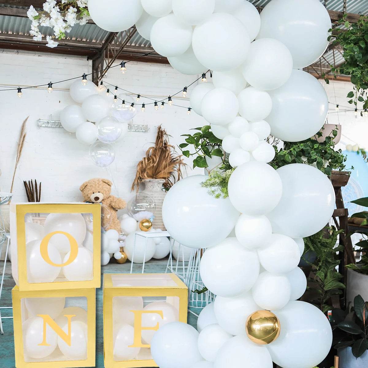 First Birthday Balloon Boxes For Party Decorations 1st Birthday Balloon Garland Decor with ONE Letter Boy Girl Baby Shower Decor - AIAZ