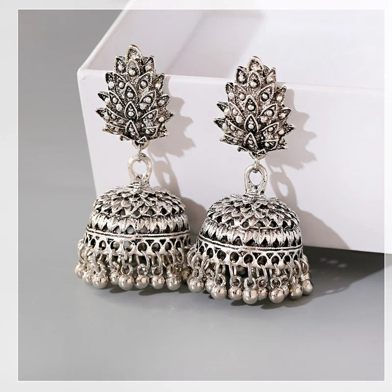 Boho Afghan Ethnic Drop Earrings For Women Pendient Gold Color Gyspy Silver Color Bell Ladies Indian Earring Jewelry