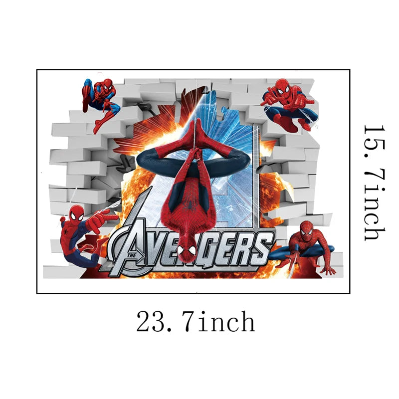 Cartoon Spider-Man Avenger Wall Stickers For Kids Room Decoration Home Bedroom PVC Decor Marvel Movie Mural Wall Art Decals