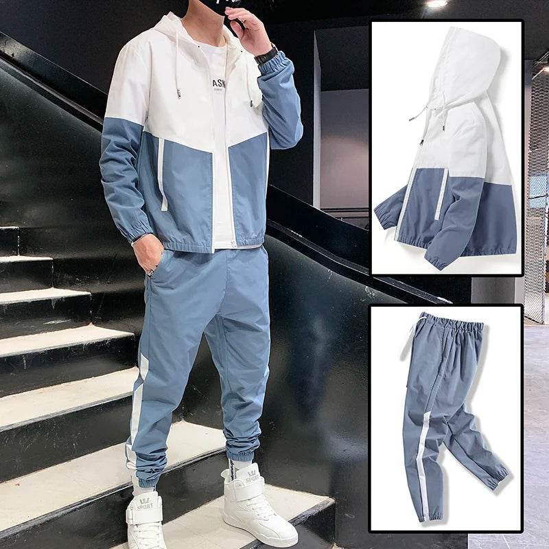 2025 Men Tracksuit Casual Joggers Hooded Sportswear Jackets And Pants 2 Piece Sets Hip Hop Running Sports Suit - AIAZ