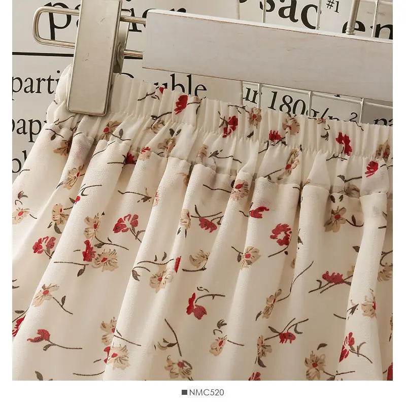 Skirts Women High Waist All-match Fashion Elegant Female Chiffon Flower Lovely Irregular Hem Ruffles Chic Streetwear Leisure - AIAZ