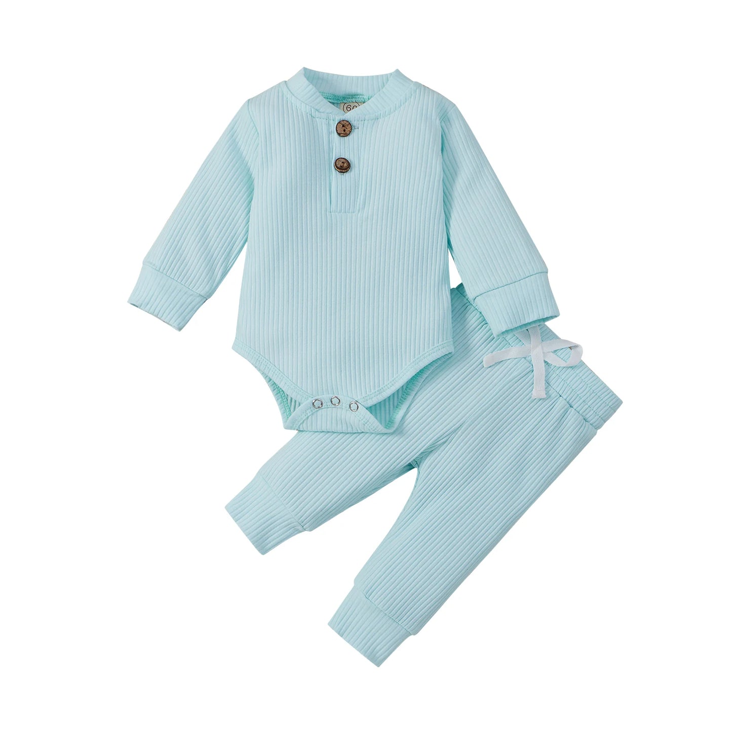 16 Colors Baby Solid Knit Sets Newborn Infant Girls Boys Fall Winter Long Sleeve Romper + Elastic Pants Toddler Outfit 0-24M