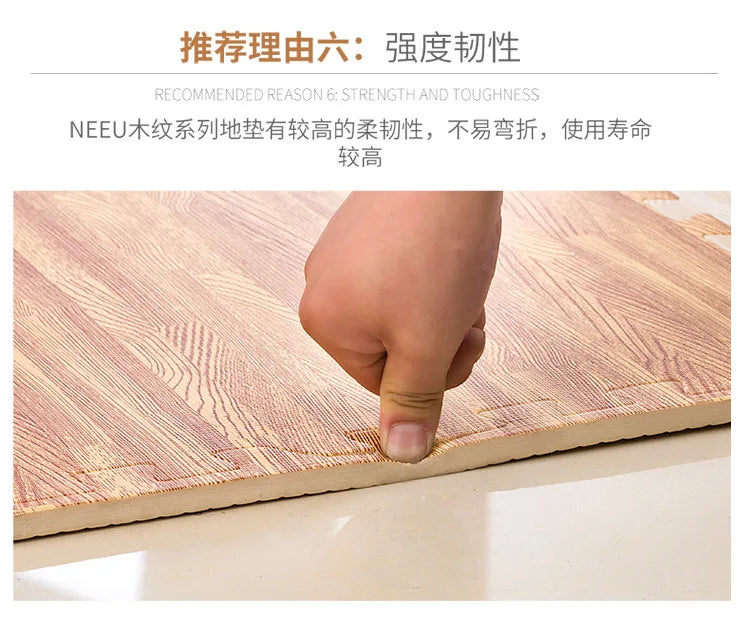 Wooden Baby EVA Foam Play Gym Puzzle Mat Interlocking Exercise Tiles Crawling Carpet for Kids Game Activity Soft Floor 30x30x1cm