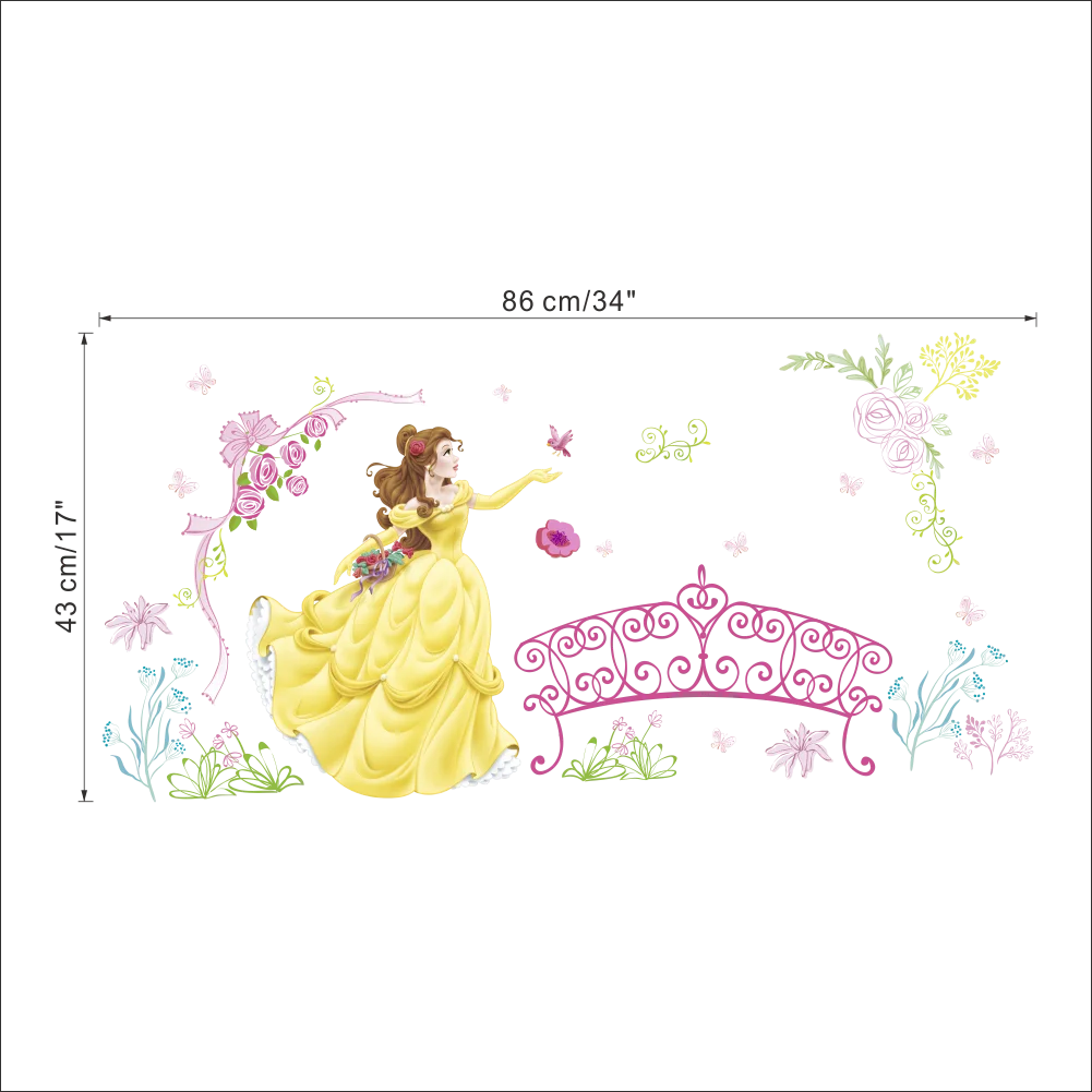 lovely castle Princess Wall Stickers For Kids Room Height Measure fairy tale Cartoon DIY Decoration Girl's Room Decoration gift