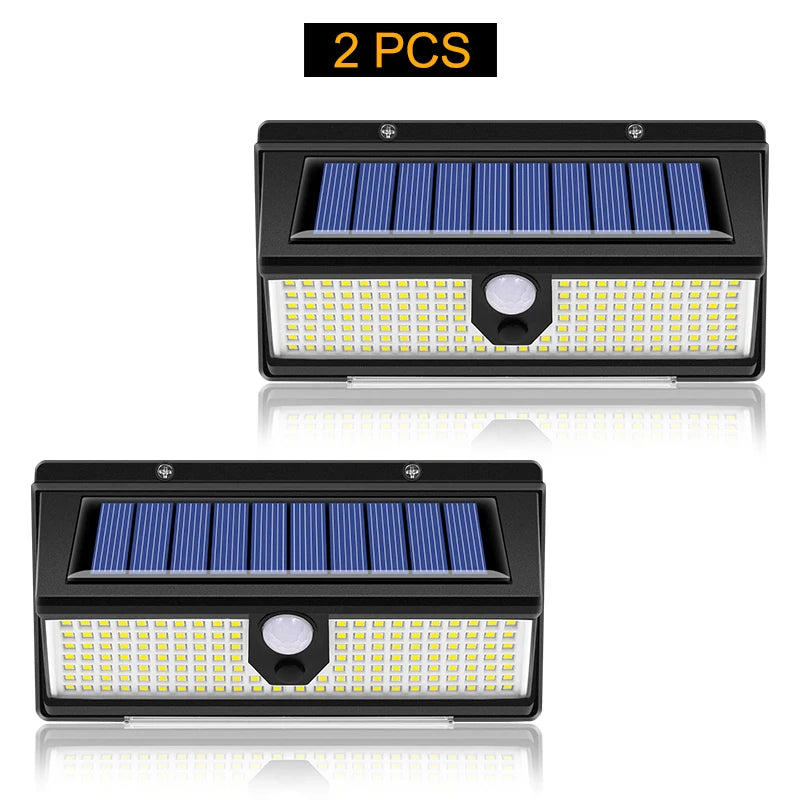 solar led light outdoor garden decoration 190led Lights With 4 working mode IP65 waterproof Solar Motion Sensor Wall Lamps