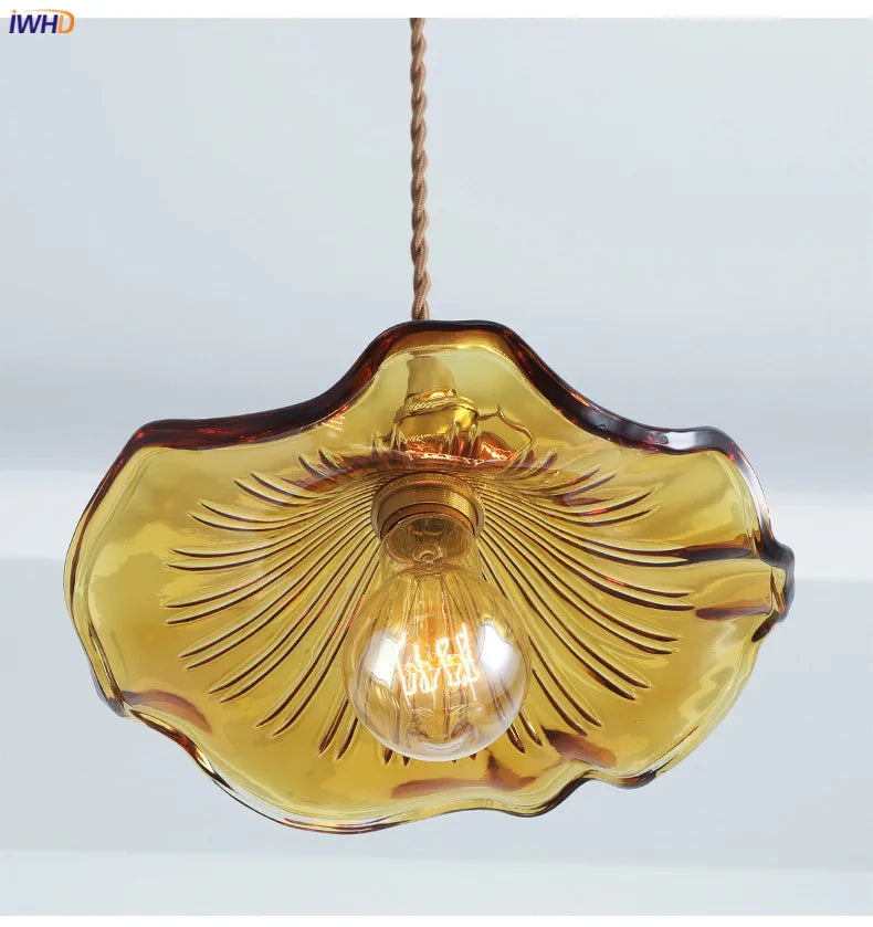 IWHD Nordic Style Simple LED Pendant Light Fixtures Bedroom Living Room Bar Colorful Glass Copper Hanging Lamp Lights Edison