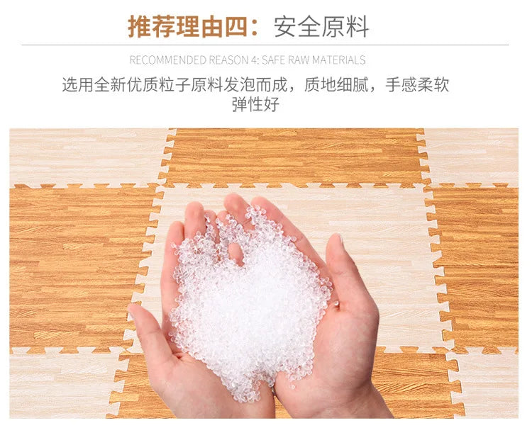 Wooden Baby EVA Foam Play Gym Puzzle Mat Interlocking Exercise Tiles Crawling Carpet for Kids Game Activity Soft Floor 30x30x1cm