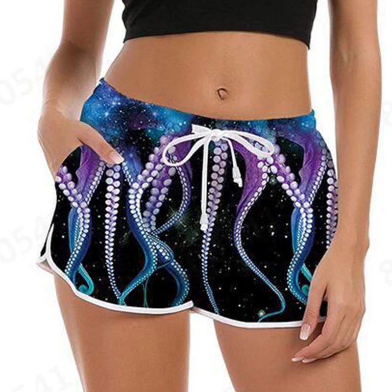 Quick Dry Swim Shorts Women Summer Beach Gym Shorts Mujer Sexy Sport Loose Surf Swimwear Athletic Running Board Short Pant Woman