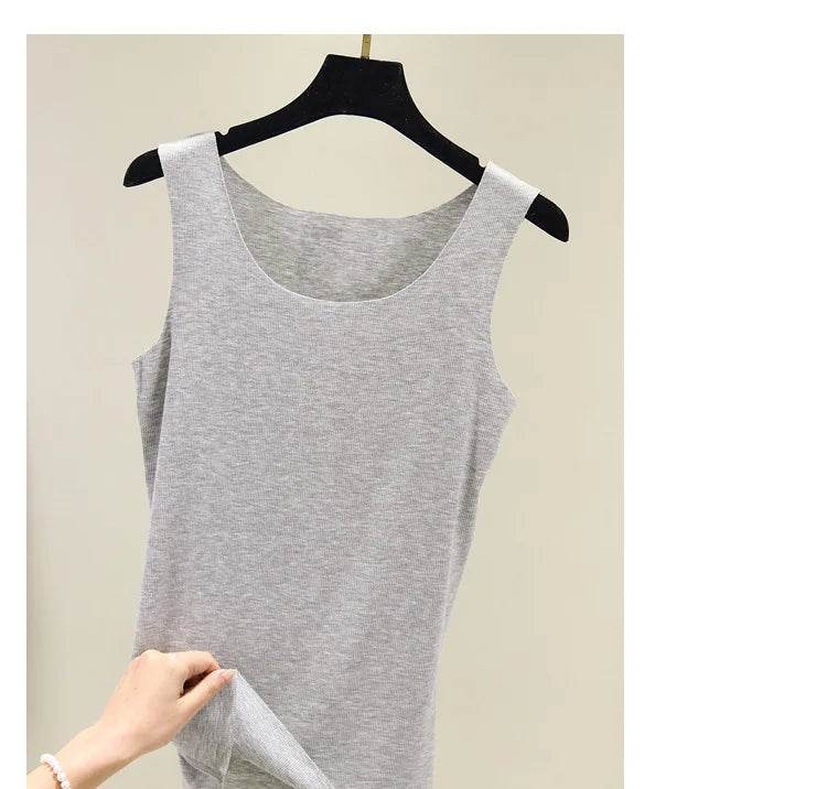 2021 Summer Women seamless Tank Tops O-Neck Casual Sleeveless Vest basic Tee Tops - AIAZ