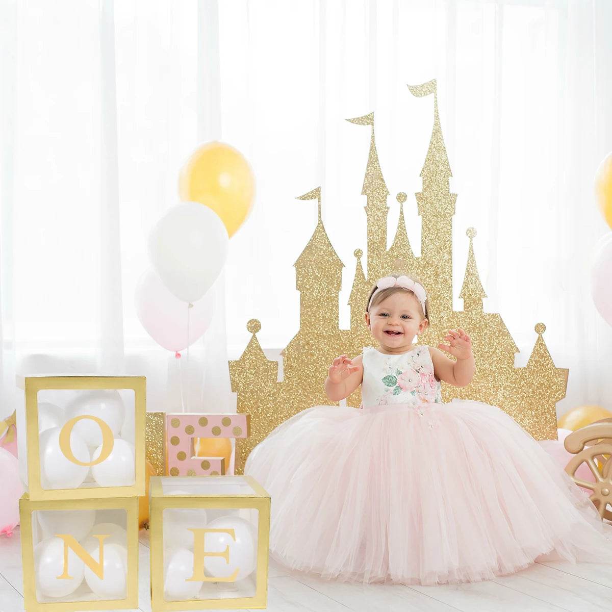First Birthday Balloon Boxes For Party Decorations 1st Birthday Balloon Garland Decor with ONE Letter Boy Girl Baby Shower Decor - AIAZ