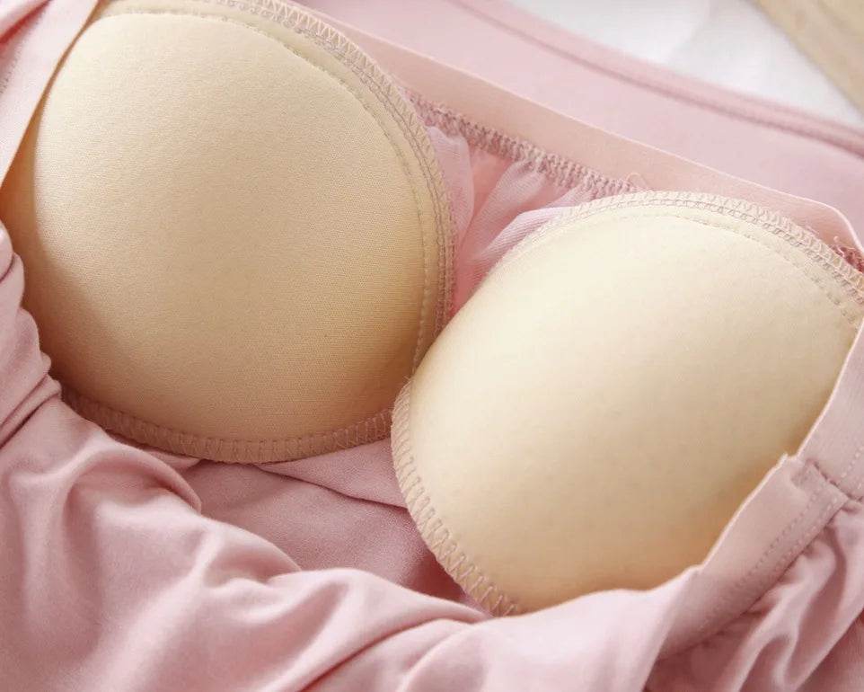 Modal cotton pyjama femme new pijamas women chest pad short sleeve pajamas set large size bra-cup loose shorts sleepwear set - AIAZ