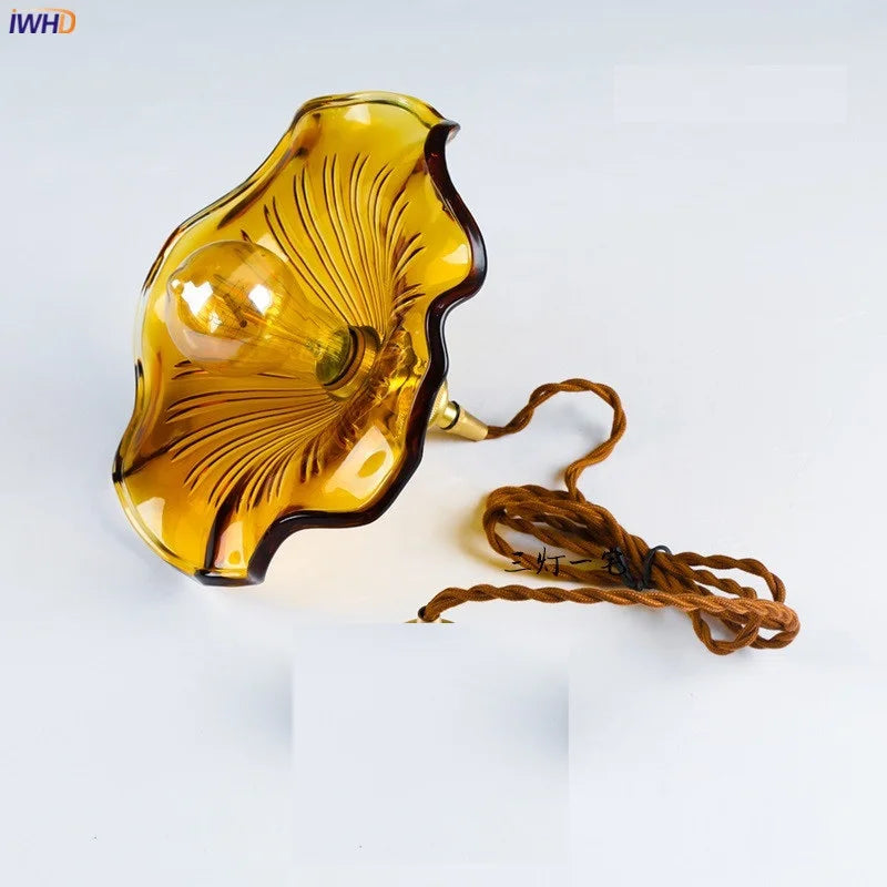 IWHD Nordic Style Simple LED Pendant Light Fixtures Bedroom Living Room Bar Colorful Glass Copper Hanging Lamp Lights Edison