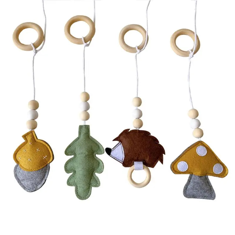 3/4Pcs/Set Nordic Cartoon Baby Wooden Rabbit Ear Toy Pendant Gym Fitness Rack Ornament Toddler Infant Room Decorations