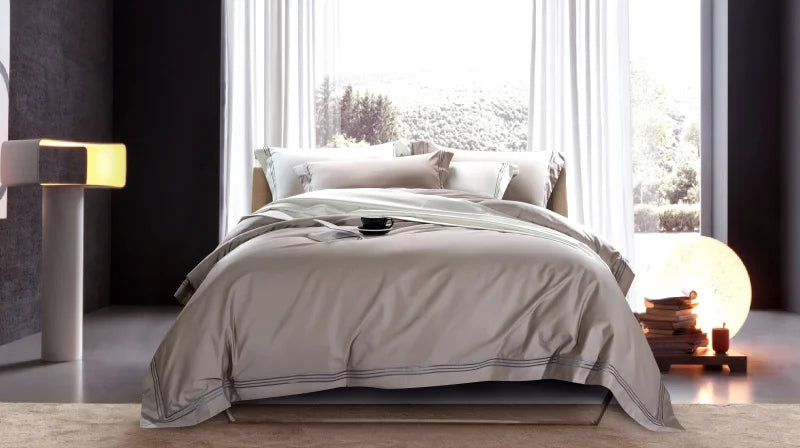 120s long-staple cotton satin cotton light luxury quilt cover four-piece high-end hotel European-style cotton bedding