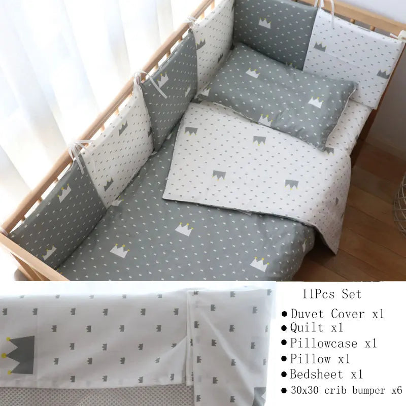 Baby Bedding Set Nordic Striped Star Crib Bedding Set With Bumper Cotton Soft Baby Bed Linen Items For Newborns Nursery Decor
