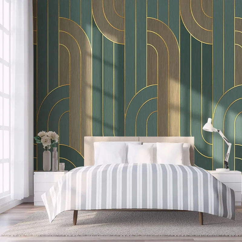 Photo Wallpaper Modern Geometric Abstract Golden Lines Texture Living Room Bedroom Background Wall Painting Papel De Parede 3 D