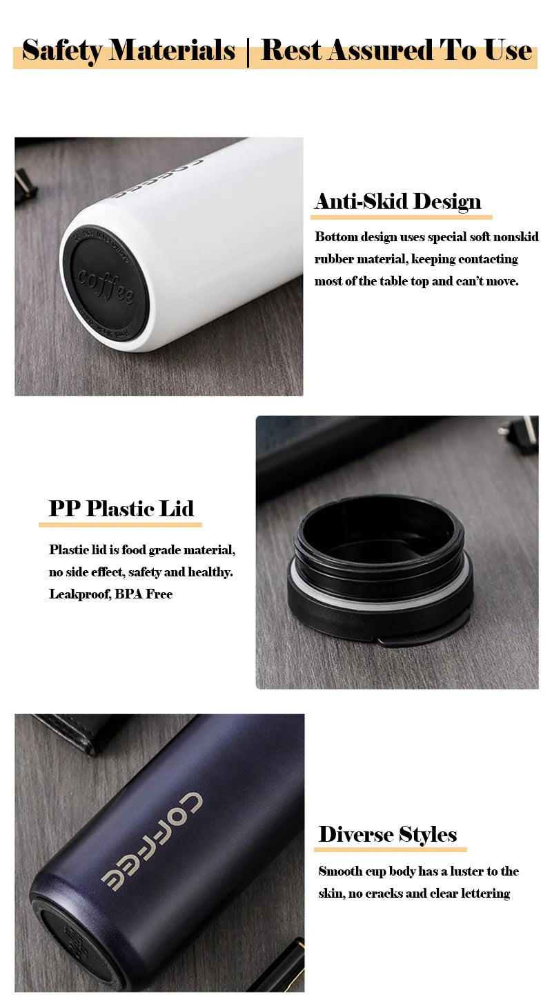 Xiaomi 400ml/500ml Double Stainless Steel 304 Coffee Mug Leak-Proof Thermos Bottle Mug Travel Thermal Cup Portable Youpin Gifts