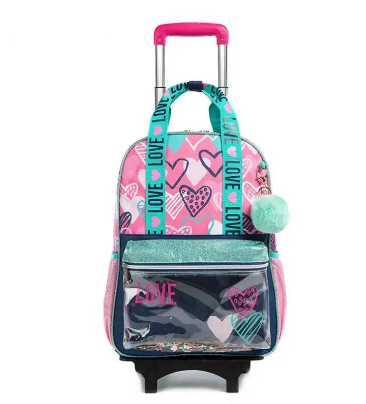 School Wheeled backpack Bag School bag with wheels Trolley Satchel bag Kids School Rolling backpack for girls School Trolley Bag - AIAZ