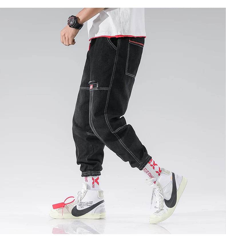 2025 New Streetwear Hip Hop Cargo Pants Men's Jeans Elastic Harun Joggers In Autumn and Spring Men ClothIng - AIAZ