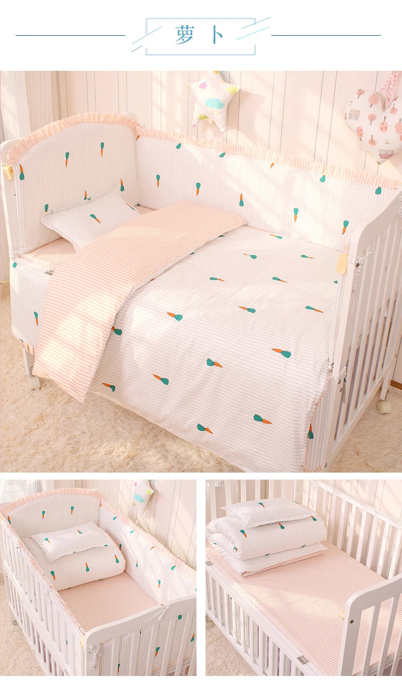 6/9pcs Elephant Baby Bedding Set Cotton Bedroom Decor Baby Girl Boy Crib Bed Linens Bed Bumper 120*60/120*70cm