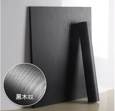 black wood matt furniture stickers  boeing film pvc adhesive paper back vinyl wallpaper cabinet furniture wood fiber wallpaper
