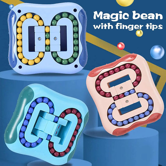 Rotating Magic Bean Cube Square Rotate Slide Puzzle Bead Fidget Toy Brain Teaser Stress Relief Educational Game for Kid Adult