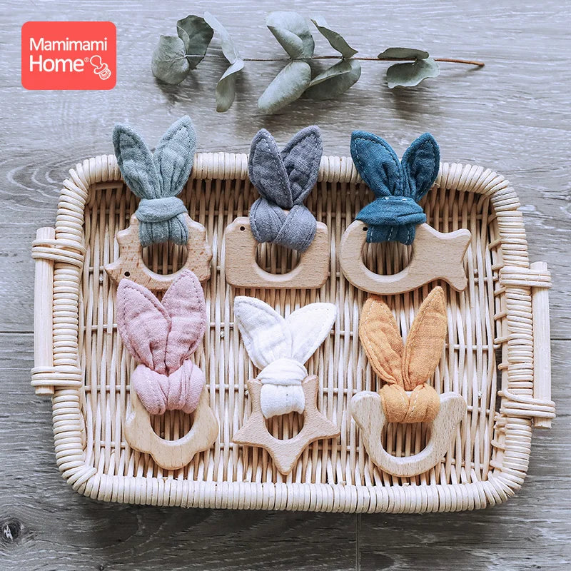 1 Set Baby Wooden Teether Crochet Beads Pacifier Chain Clip Wood Elephant Teething Bracelet Music Rattle Montessori Baby Product