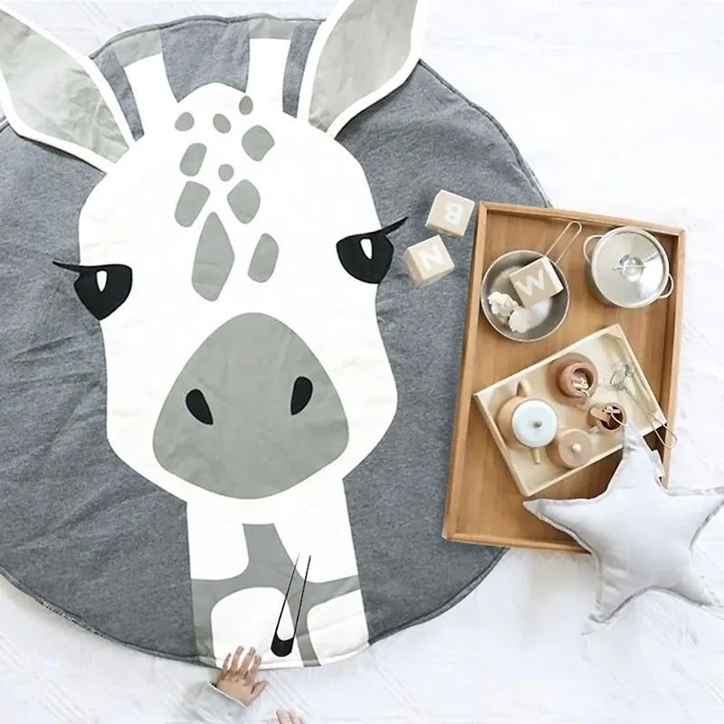 Cartoon Animals Baby Play Mats Pad Toddler Kids Crawling Blanket Round Carpet Rug Toys Mat For Children Room Decor Photo Props