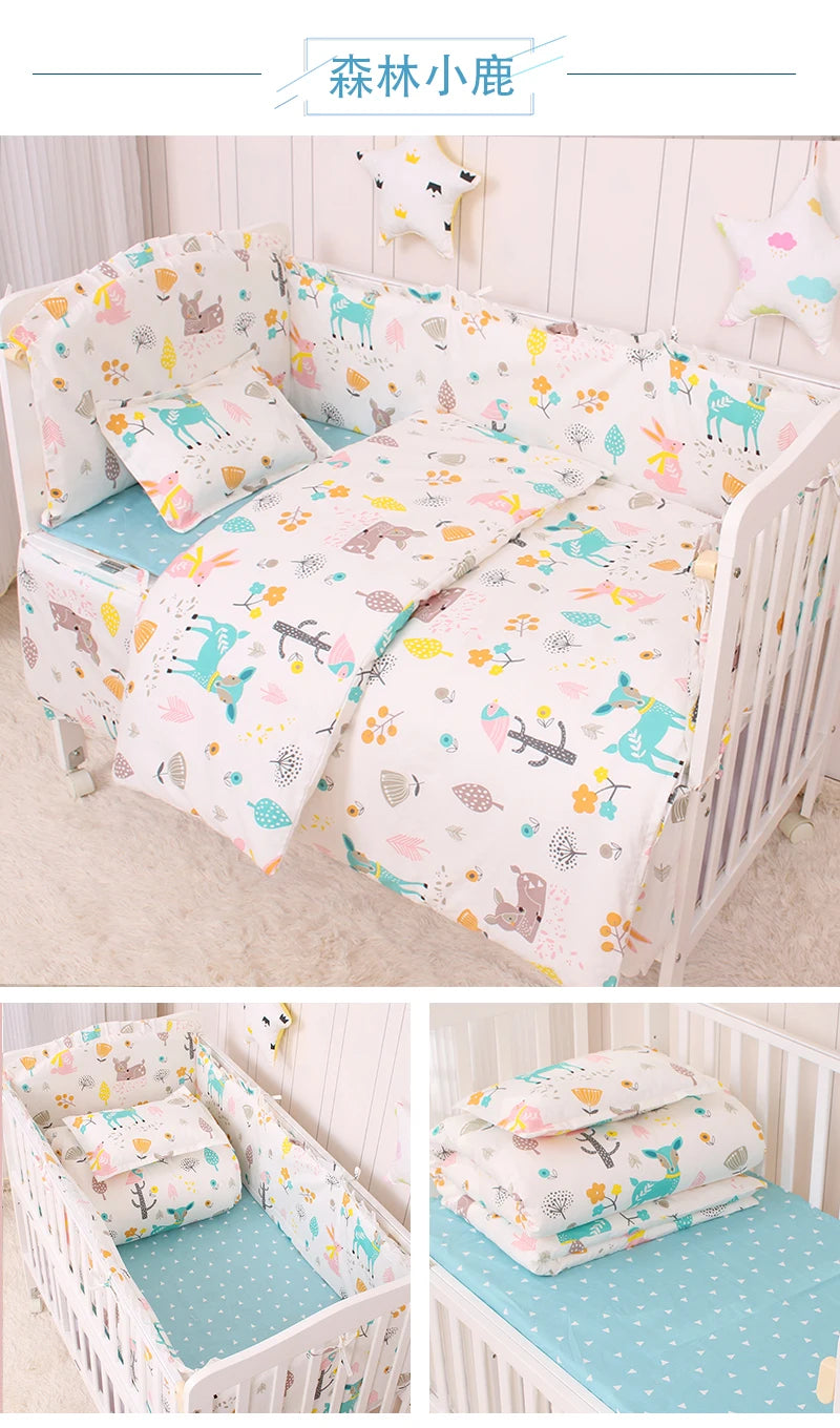 6/9pcs Elephant Baby Bedding Set Cotton Bedroom Decor Baby Girl Boy Crib Bed Linens Bed Bumper 120*60/120*70cm
