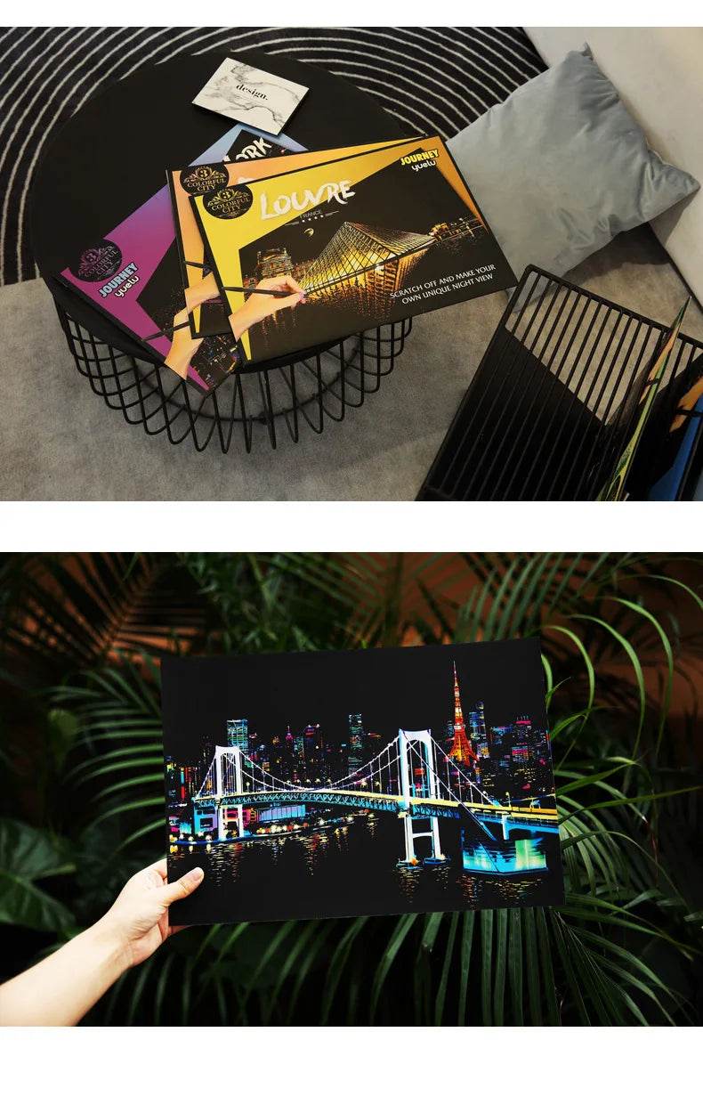 40.5*28.5cm Magic Scratch Art Crafts World Landscape Scraping Paintings Paper Adult kids decompression toys Creative DIY Gifts - AIAZ