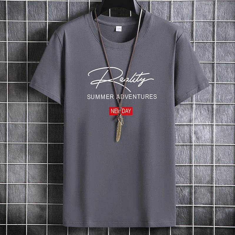 Mens T Shirts 2025 Male Summer Cotton Short Sleeve Fashion Bottoming Tops Round Neck White Tee Oversized T-shirt Men Clothing - AIAZ